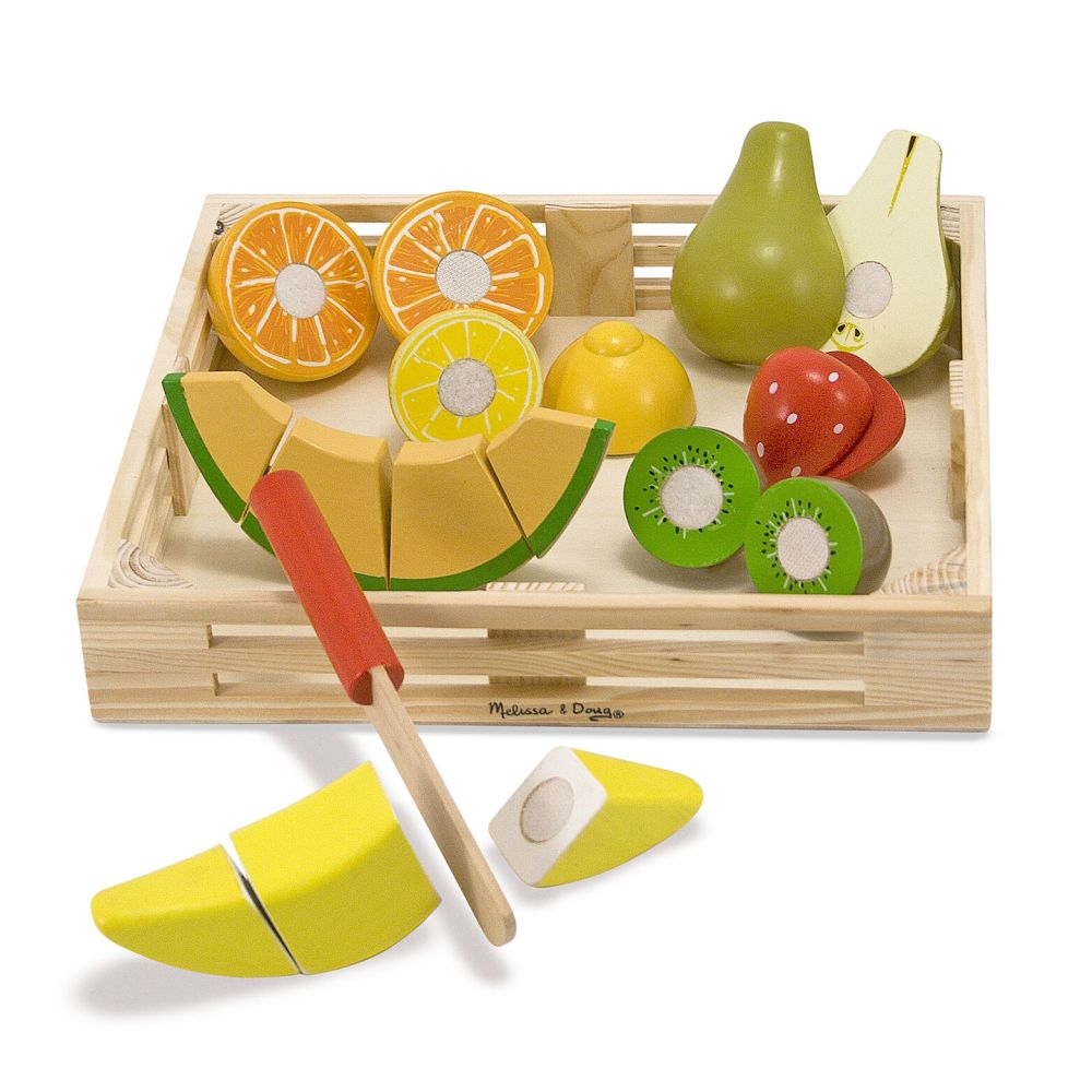 Frutas de madeira para cortar em uma caixa MELISSA&DOUG