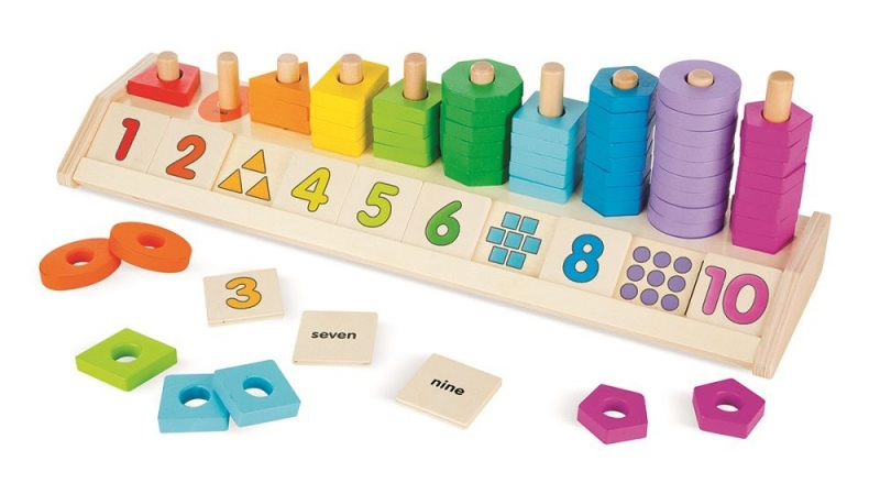 Melissa&Doug Dřevěná vzdělávací hračka - počítání, barvy, tvary ()