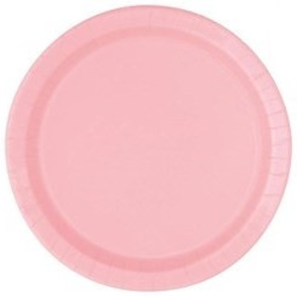 Papptallerkener, lys rosa 23 cm, 8 stk