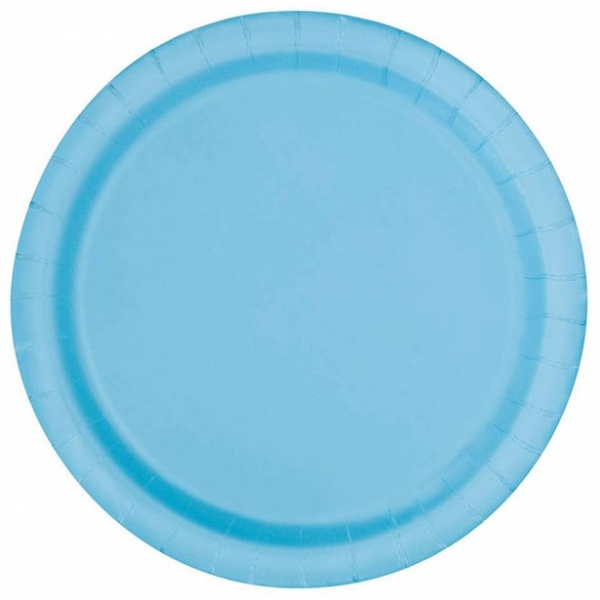 Paper pastel blue plates 17cm 8pcs
