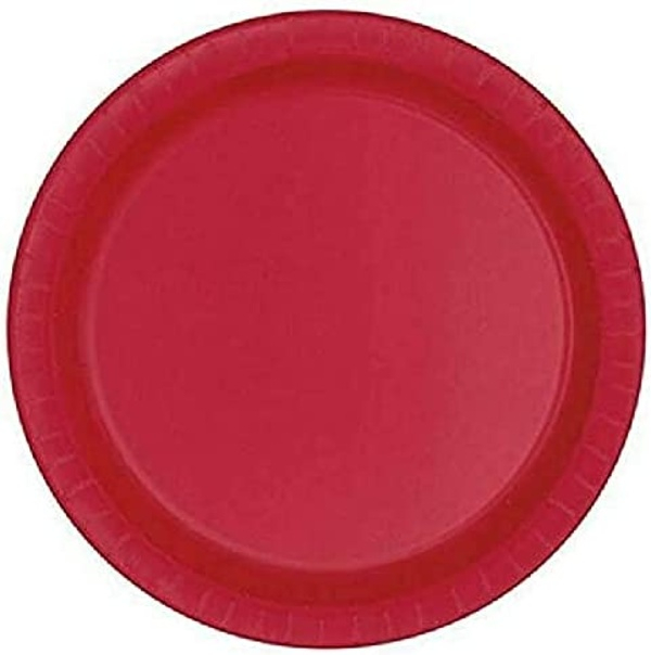Assiettes en papier, rouge rubis, 23 cm, 8 pièces