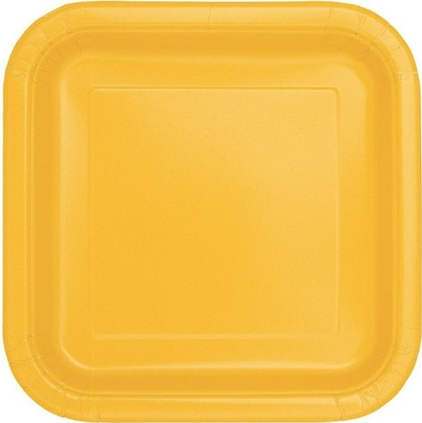 Paper square yellow plates 23x23cm 14pcs