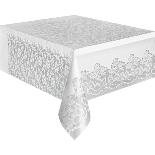 Műanyag Asztalterítő 137x 274 cm White Lace