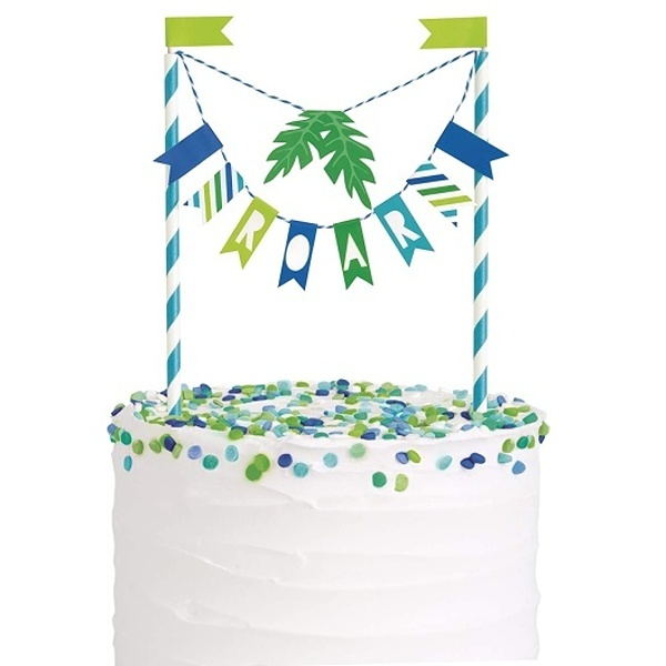 Dino party Eco - Dekorace na dort modrozelená