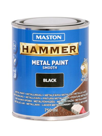 Paint hammer smooth black 750ml univerzální barva na kov