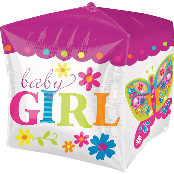 Baby Girl Foil Cube Balloon 38 cm