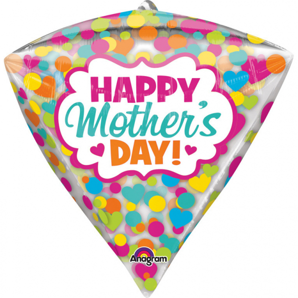 Diamond Foil Balloon with Flowers and Polka Dots - Mother's Day