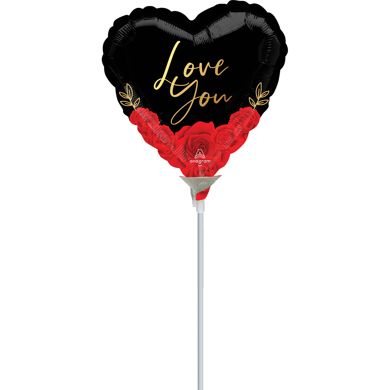 Mini foil balloon - Heart with roses Love you