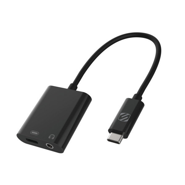 Scosche USB-C 3,5-mm-Kopfhöreradapter und Durchgangsladung - Schwarz