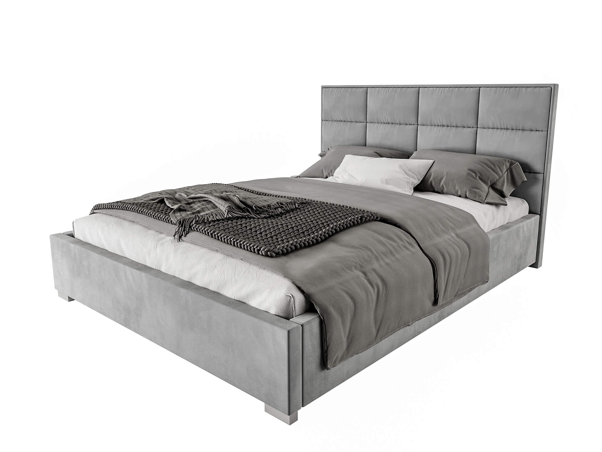 GM Čalúnená manželská posteľ Apollo s úložným priestorom - sivá Rozmer: 180x200