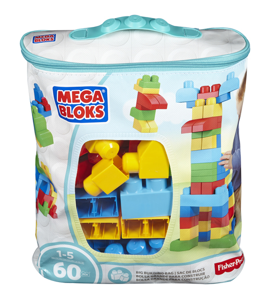 Mega Bloks 60 kociek v plastovom vrecúšku - modré