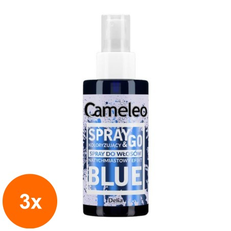 Set of 3 x Cameleo Delia Spray & Go Blue Tinting Spray, Blue, 150 ml...