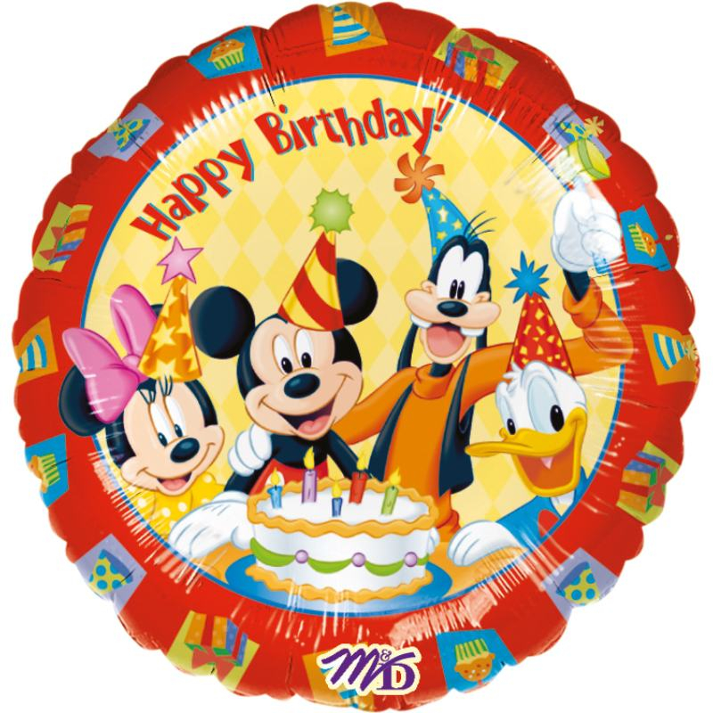 Mickey & Friends® Happy Birthday Foliopallo Punainen/Keltainen