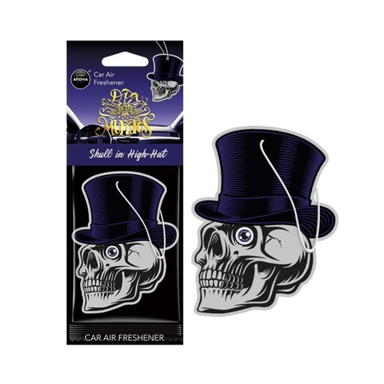 Osviežovač vzduchu AROMA CAR MUERTOS Skull in Hat Black Oud - A10380