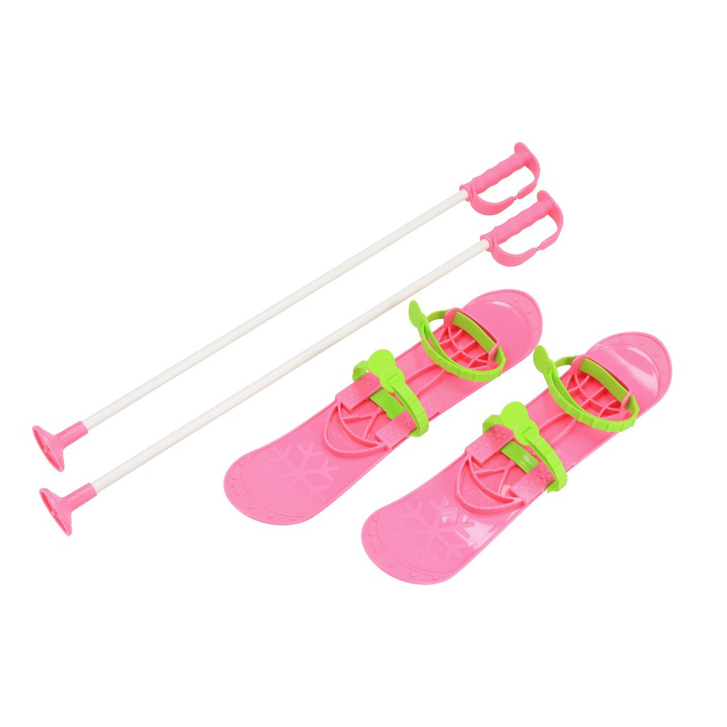 Detské lyže s viazaním a palicami Baby Mix BIG FOOT 42 cm ružové Farba: Ružová