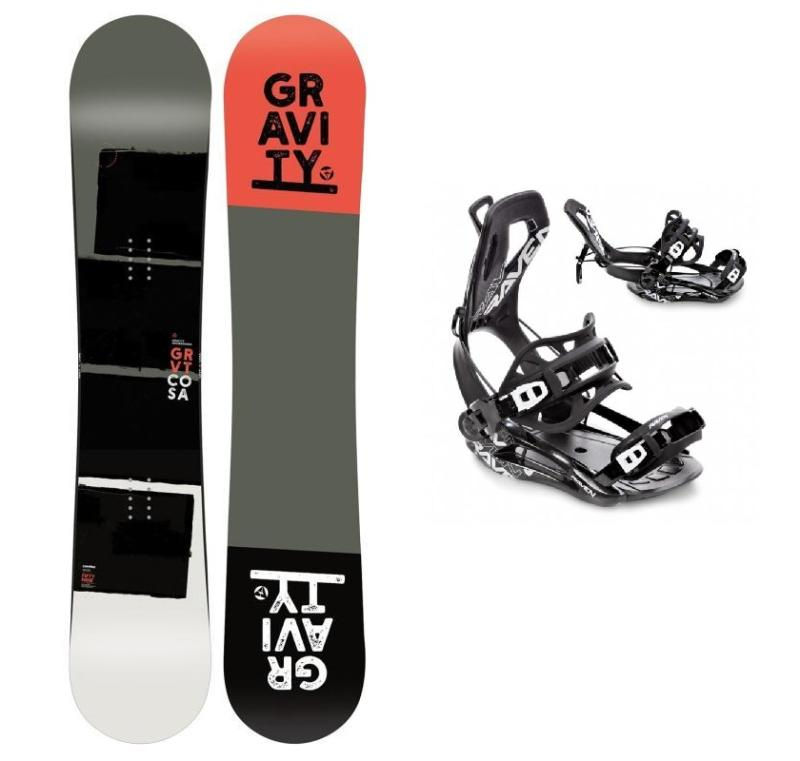 Gravity Cosa pánský snowboard + Raven FT360 black vázání - 158 cm wide + S (EU 35-40) - černo bílé