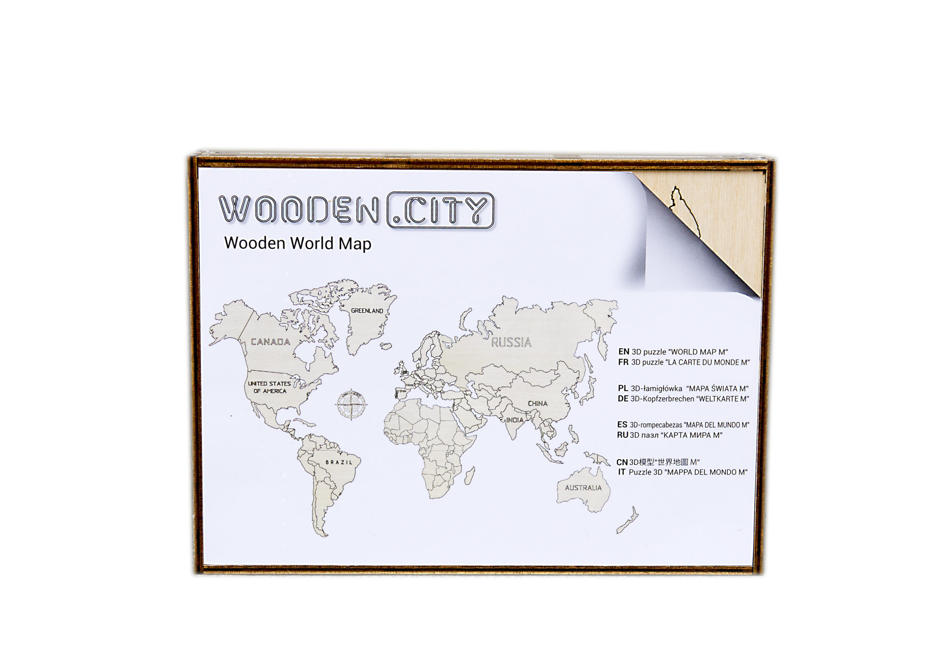 Woodencity Drevená mapa sveta veľkosti M