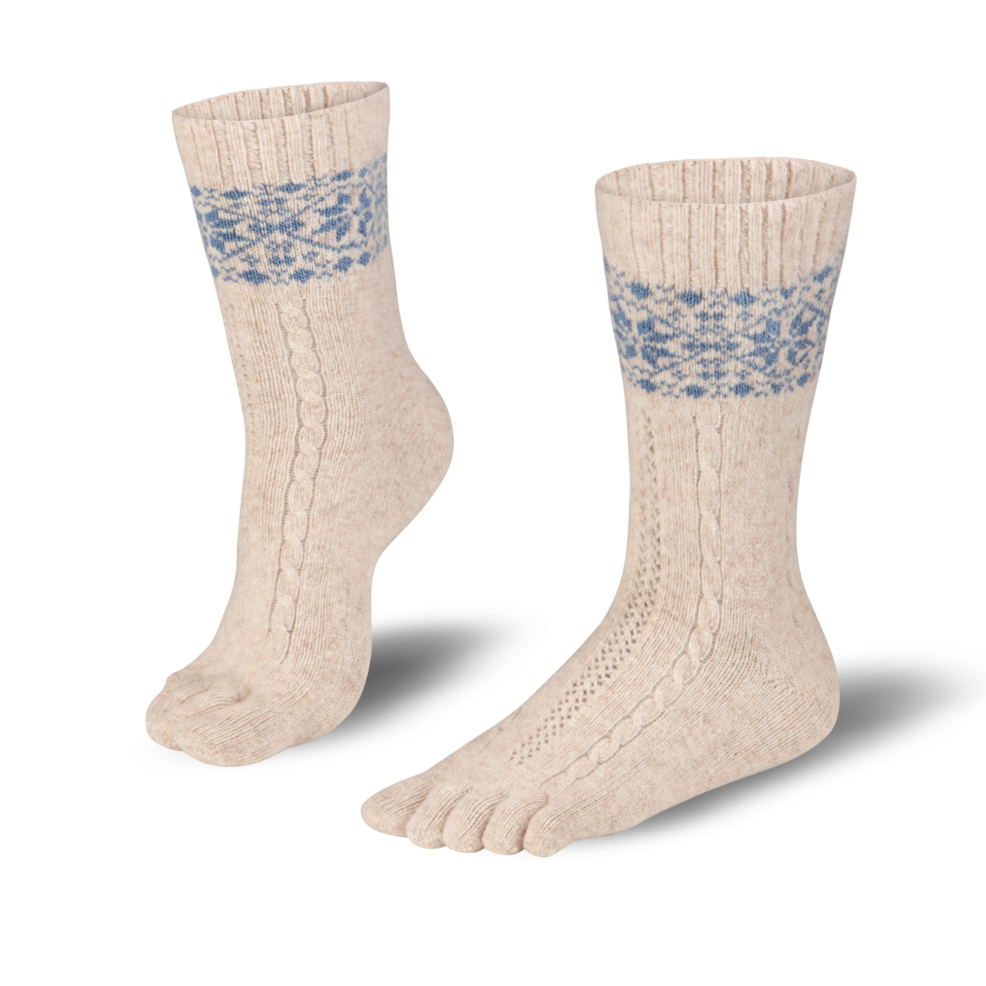 KNITIDO socks Merino Cashmire Snowflakes beige/blue