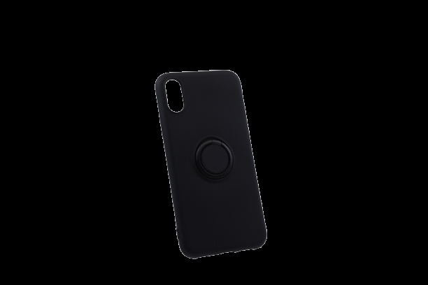 Mäkký silikónový obal s krúžkom pre iPhone - čierny Model iPhone: iPhone XR