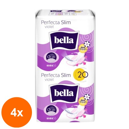 Set 4 x 20 Absorbante Bella Perfecta Slim Violet Silk Drai Deo...