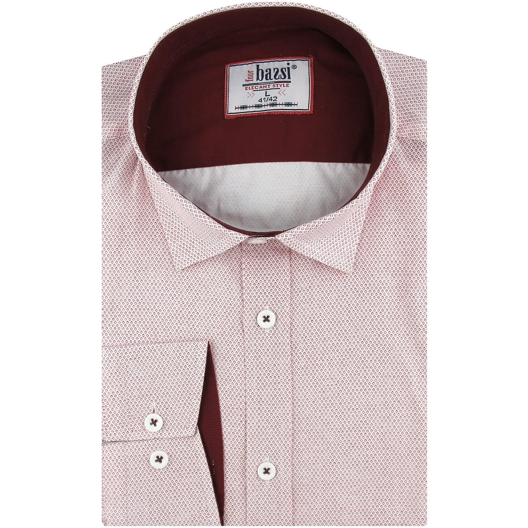 Men's Elegant White Dress Shirt with Patterns and Long Sleeves in SLIM FIT Bassi B448 Cut