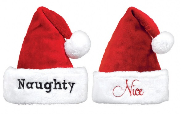 Vianočné čiapky Naughty / Nice - 2 ks
