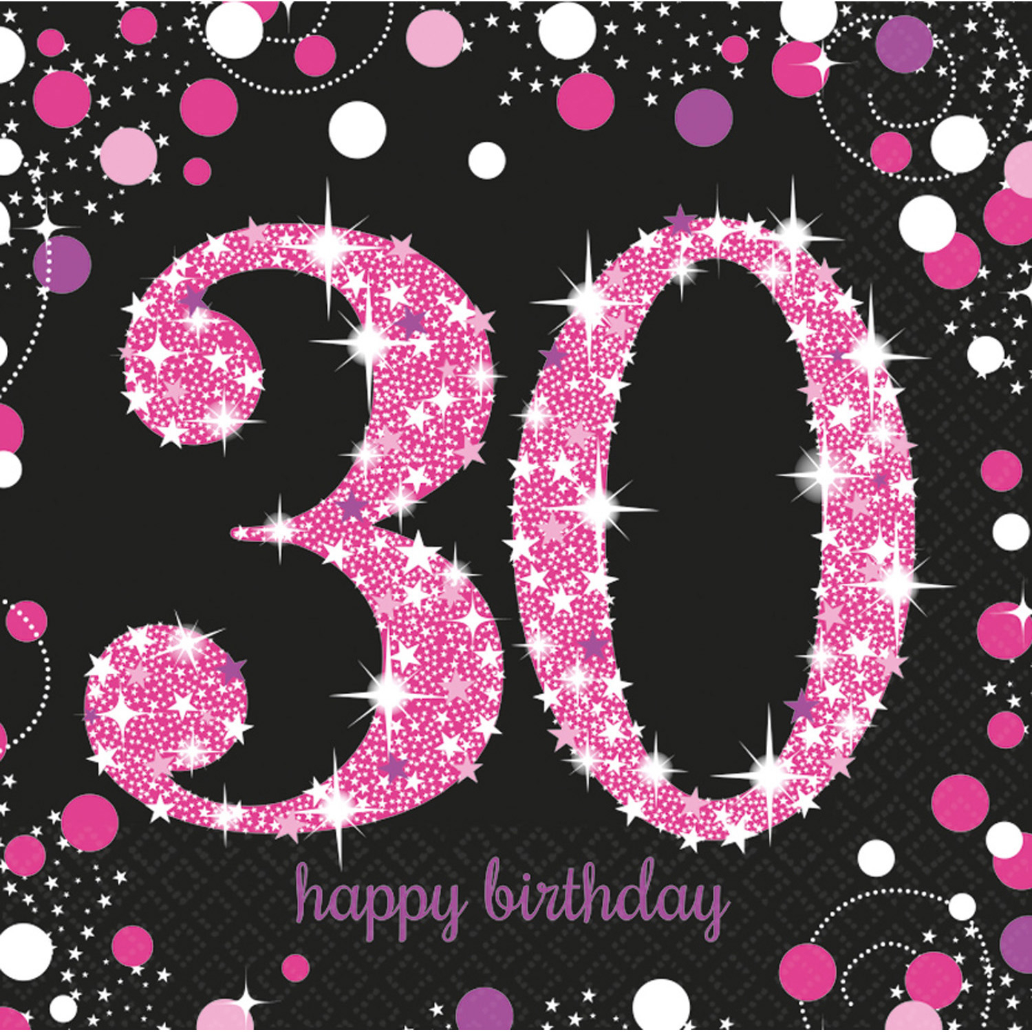 Napkins 30th Birthday Pink Glittery