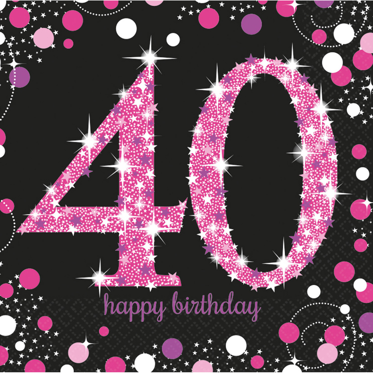 Napkins 40th Birthday Pink Sparkly