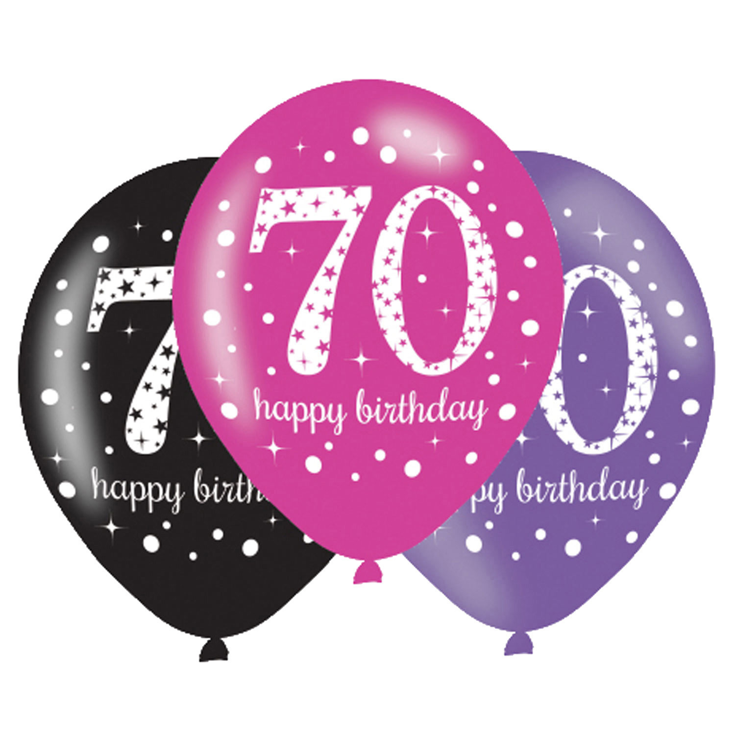 Latexballoner 70 års fødselsdag - lyserød fest 6 stk.