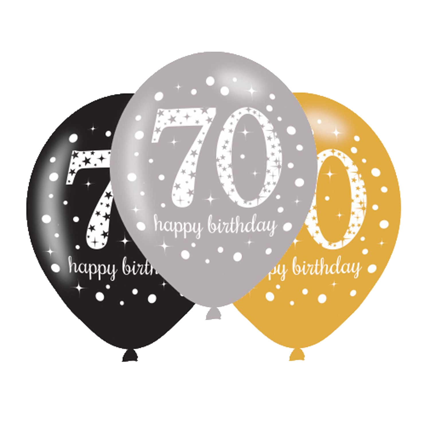 Latex Balloons 70th Birthday - 6 pcs