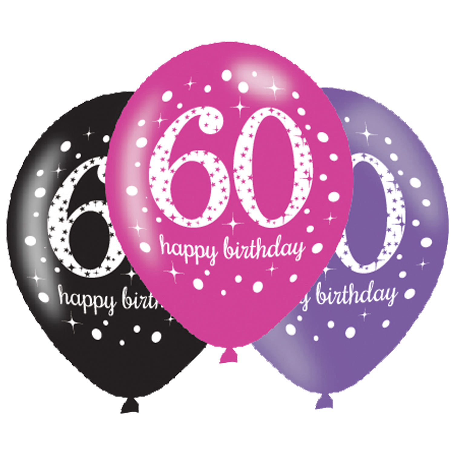 Birthday number balloon 60 - pink party 6 pcs