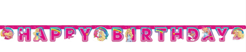 Σημαιάκι Χαρούμενα Γενέθλια - Barbie Dreamtopia 200 x 15 εκ.
