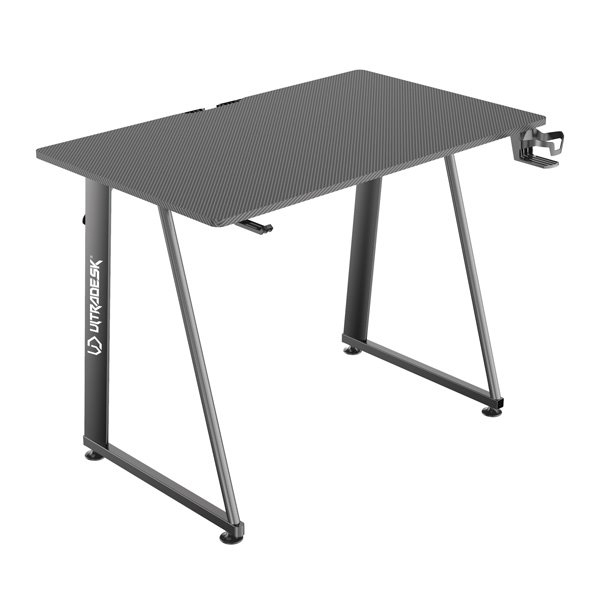 ULTRADESK Gaming Desk ENTER V2, 100x60 cm, 75cm, with headphone and drink holder, compact size