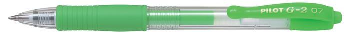 Gelové pero, 0,37 mm, mechanismus se zasouvacím klipem, PILOT G-2 Neon, zelená