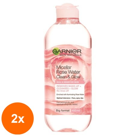 Set 2 x Micellar Cleansing Water Garnier Skin Naturals with Rose Water 400 ml...