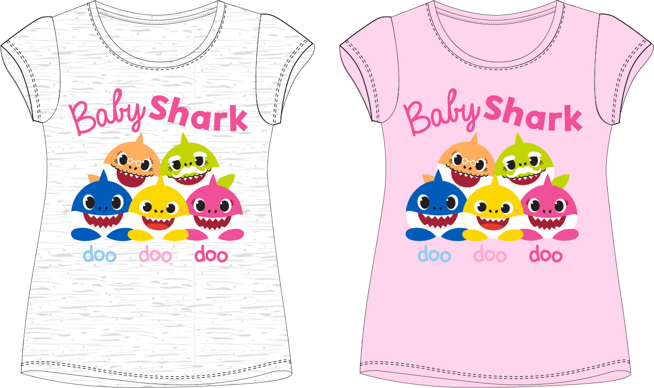 T-shirt pour filles - Baby Shark 5202029, mélangé gris clair Couleur : Gris, Taille : 98