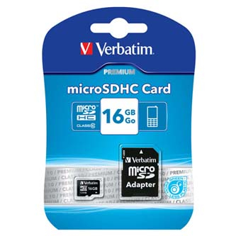 Karta VERBATIM MicroSDHC 16GB Premium, U1 + SD adaptér
