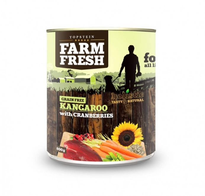 Farm fresh kangaroo cranberries 6x800g canned food for dogs