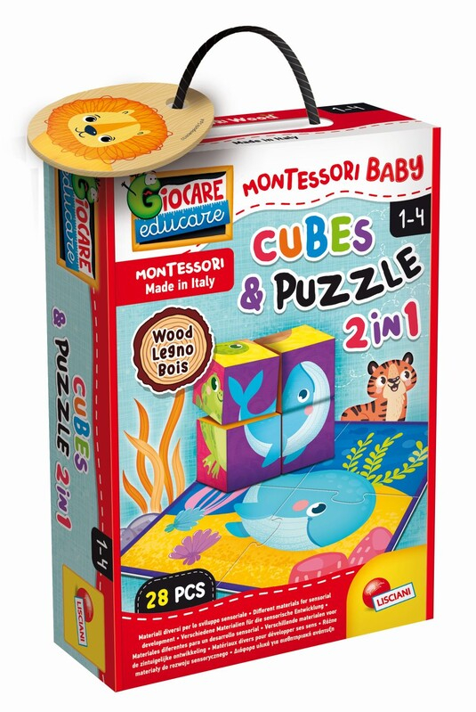 LISCIANIGIOCH - Montessori Cuburi din lemn și puzzle