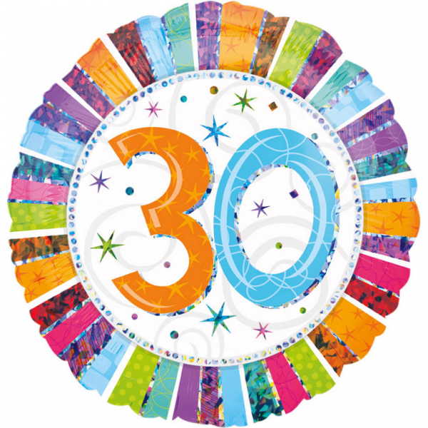Foil balloon - 30th (colorful)