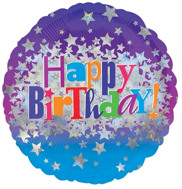 Foil balloon - Happy birthday stars 43 cm