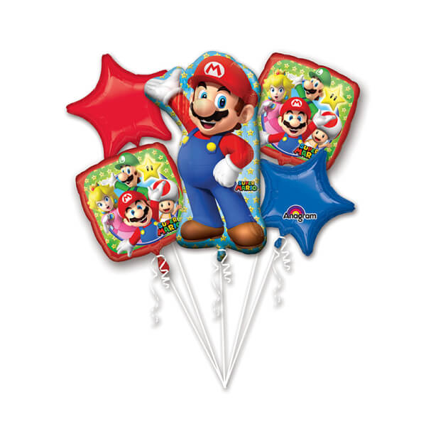 Balónová kytice Super Mario 5ks