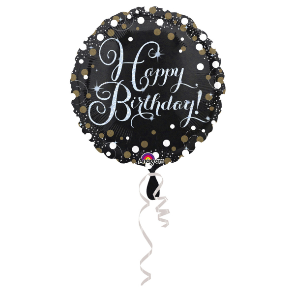 Foil balloon - Happy birthday sparkling gold 43 cm