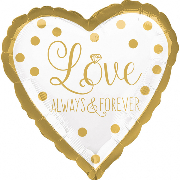 Gold Heart Shaped Foil Balloon - Love Always and Forever