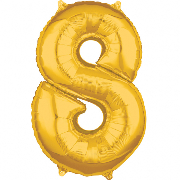 Foil Balloon Birthday Number 8 Gold 66cm