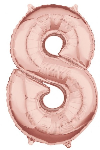 Foil Balloon Birthday Number 8 Pink-Gold 66cm