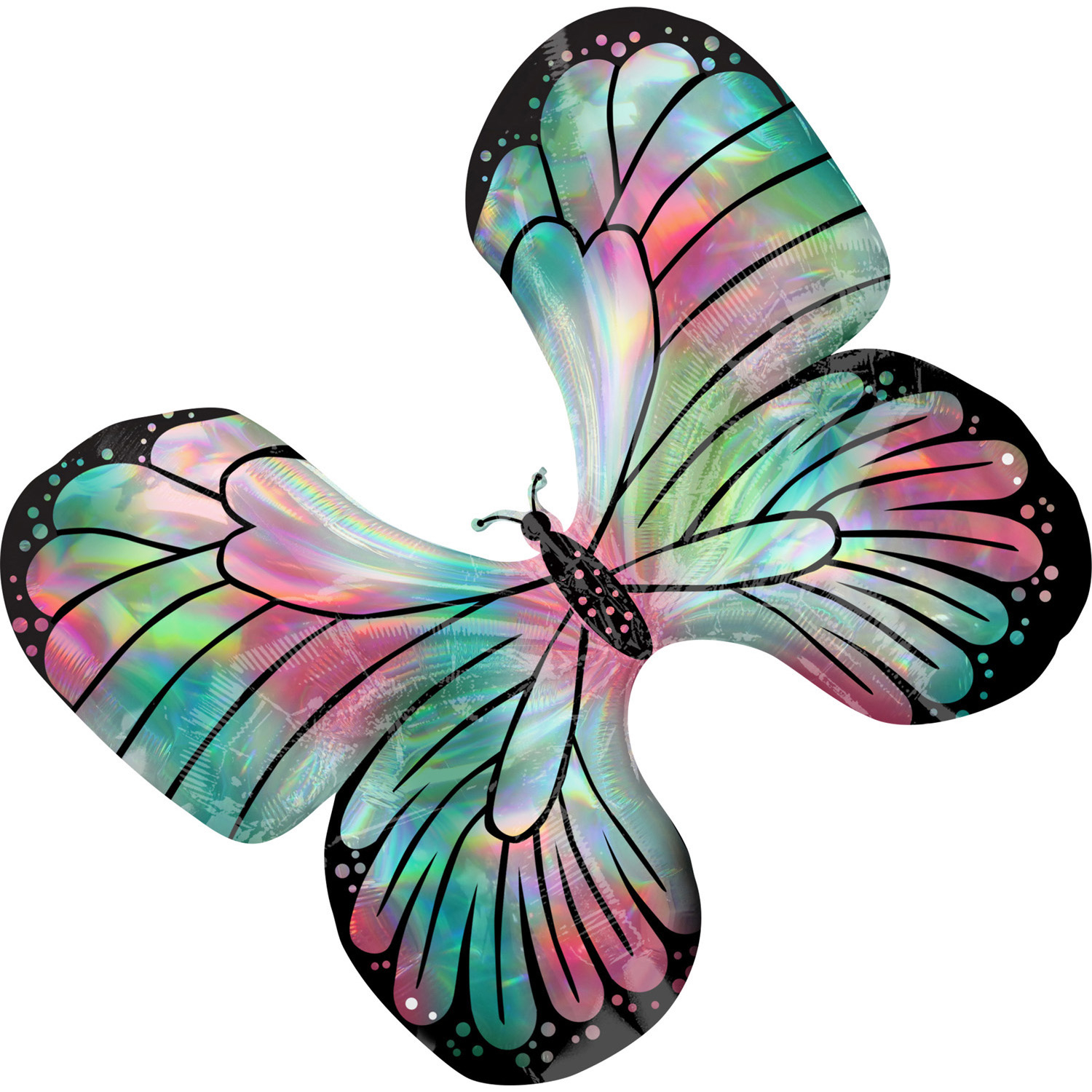 Fóliový balonek holografický motýl 76 x 66 cm