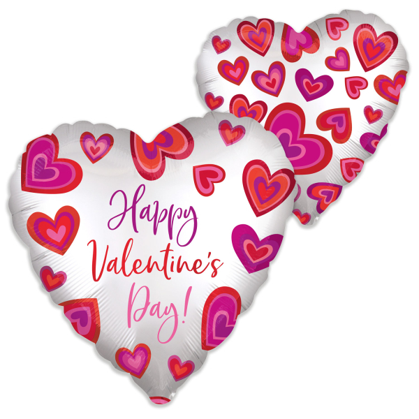Satin Heart Foil Balloon - Happy Valentines Day