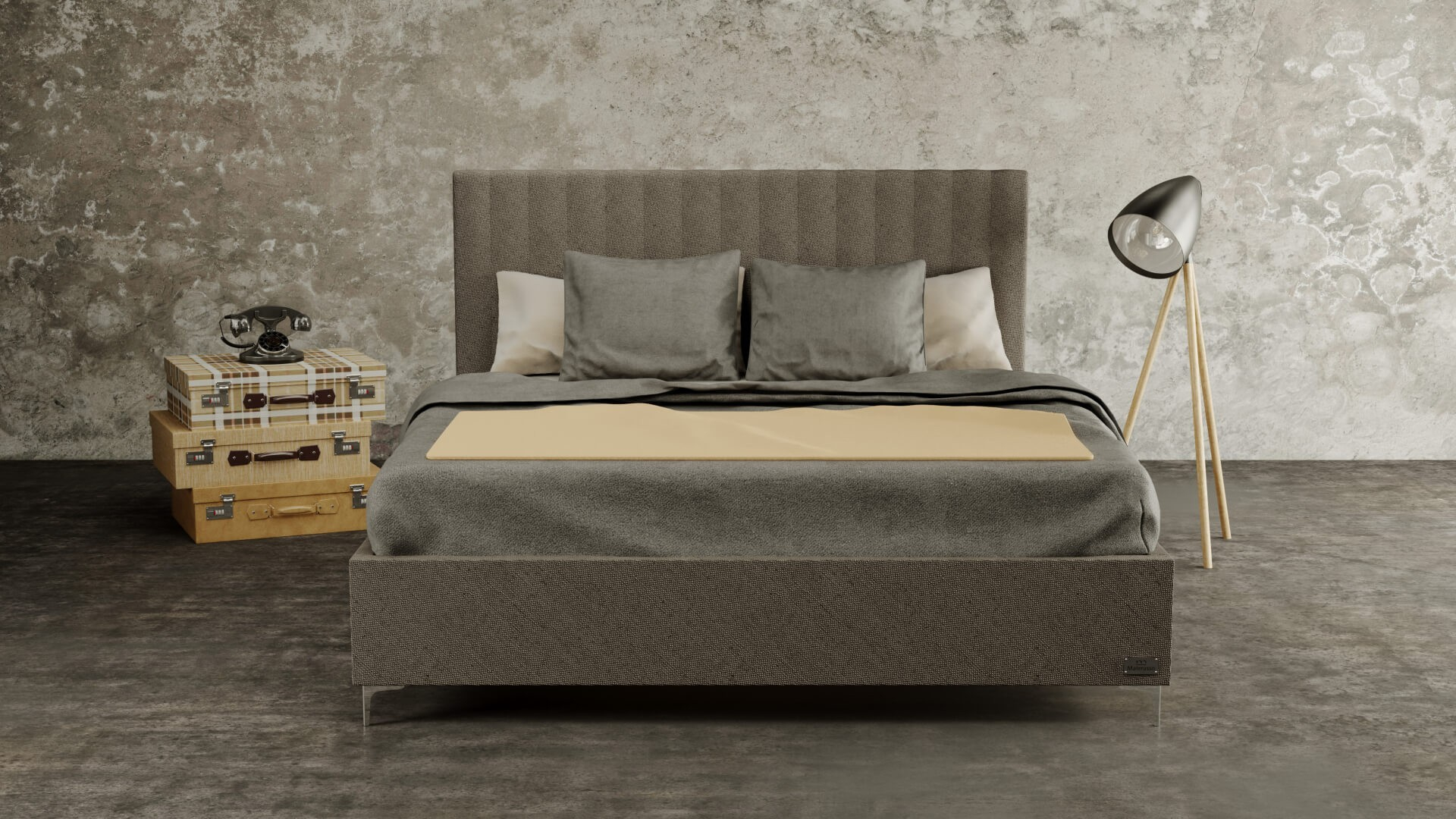 BELLATRIX - designer bed with upholstered headboard (cover type A) 120 x 200 cm