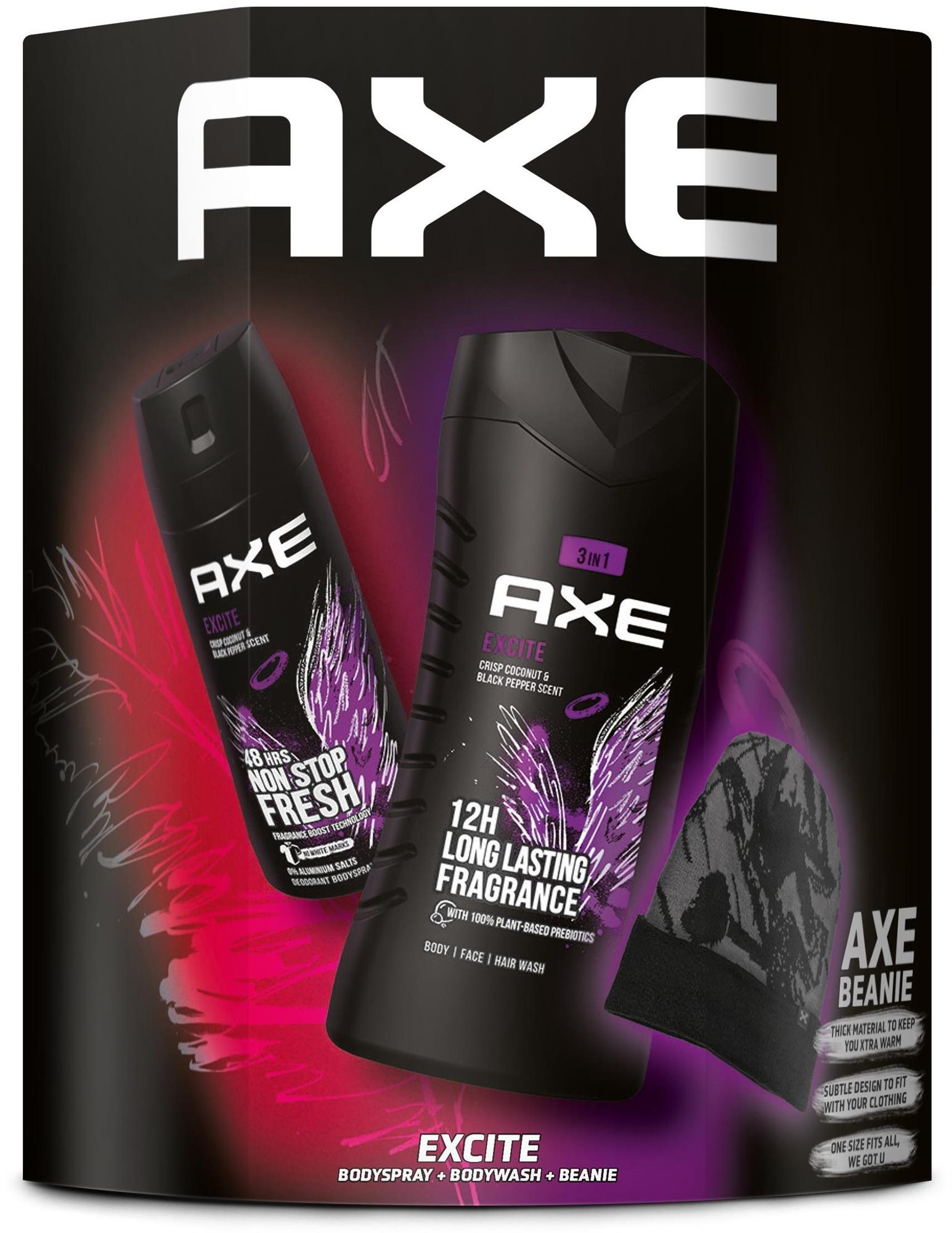 Kozmetikai ajándékcsomag AXE Excite ajándékcsomag sapkával X22